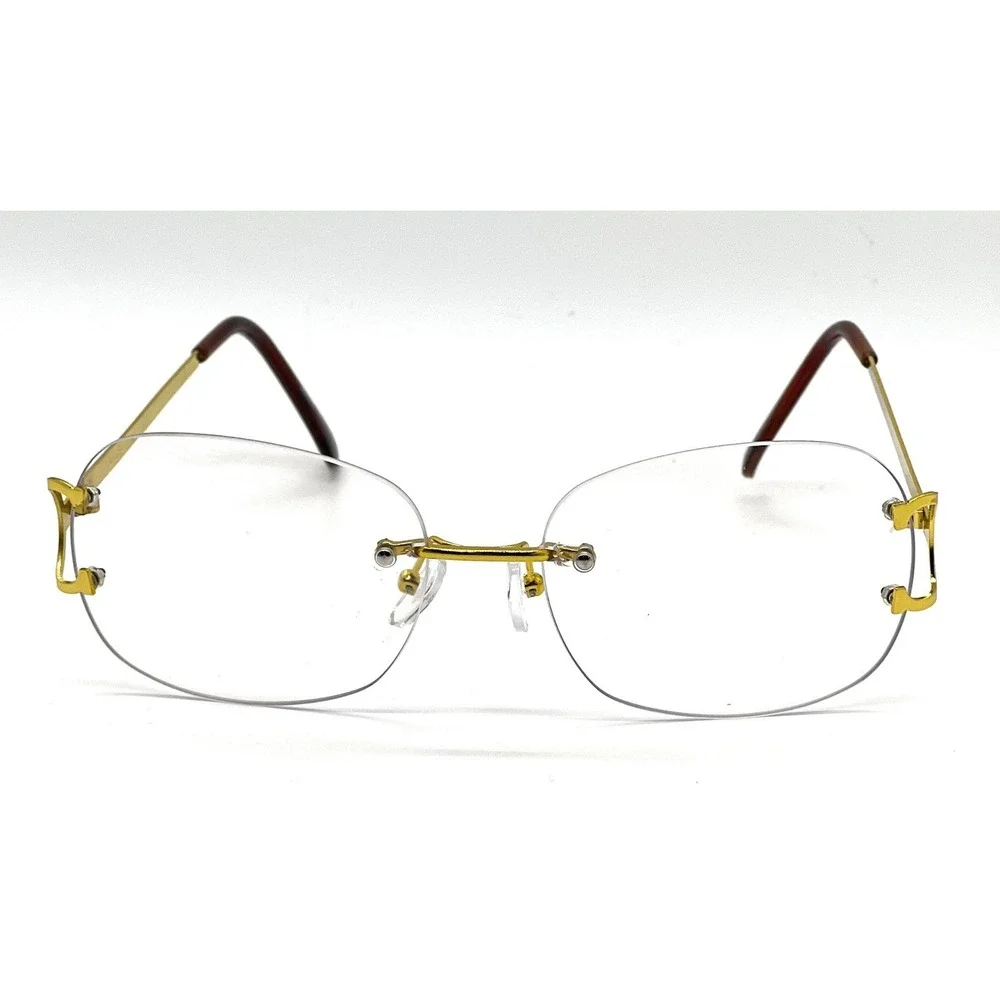 Women Modern Sophisticated SUNGLASSES Rimless Gold Frame Clear Lens Female Ladys